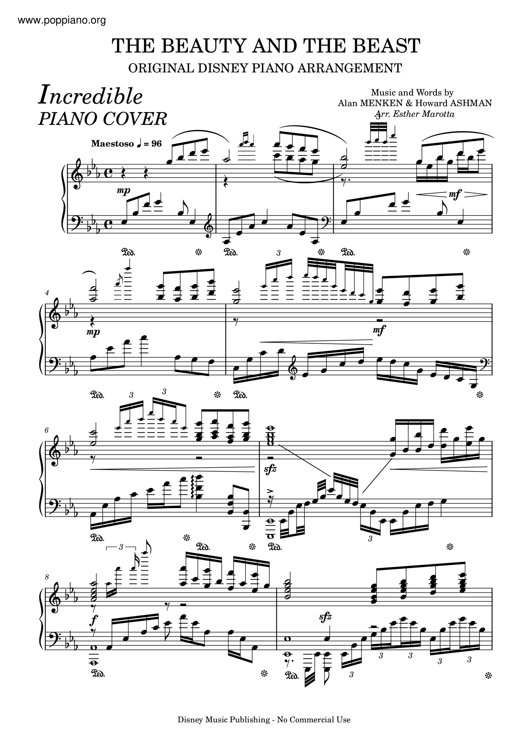 ☆ Celine Dion-Beauty And The Beast Sheet Music Pdf, -美女と野獣 within Beauty And The Beast Piano Sheet Music Free Printable