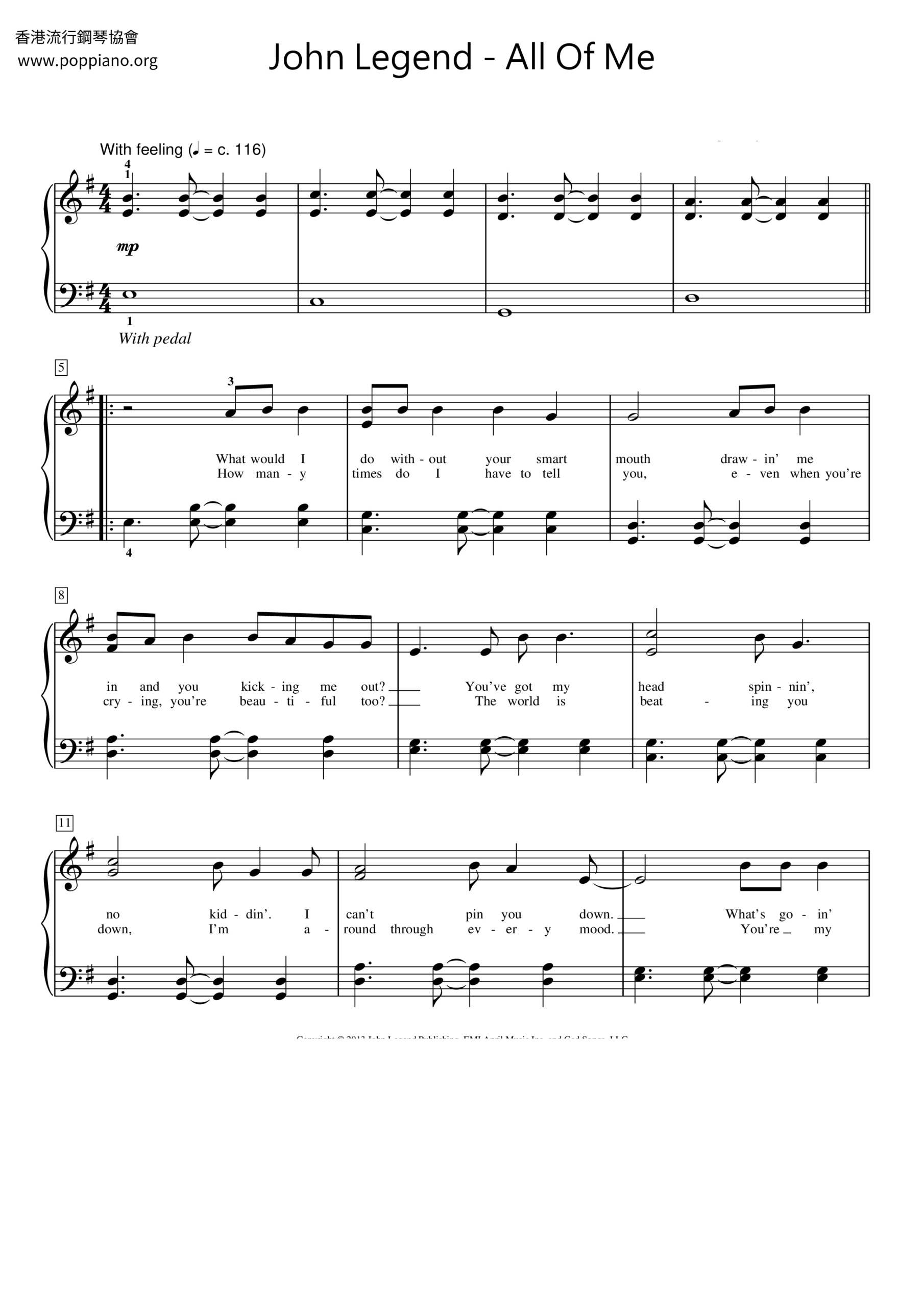 ☆ John Legend-All Of Me Sheet Music Pdf, - Free Score Download ☆ with All Of Me Easy Piano Sheet Music Free Printable
