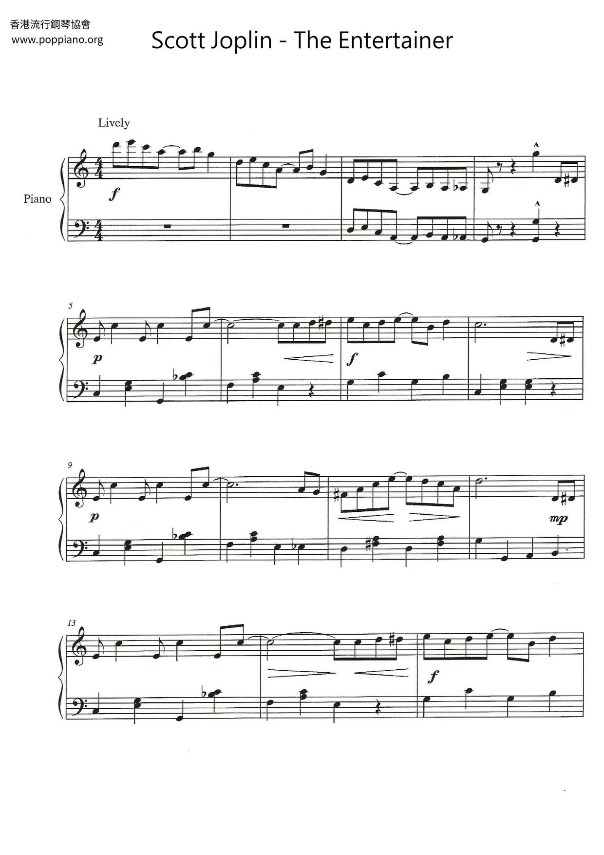 ☆ Scott Joplin-The Entertainer Sheet Music Pdf, - Free Score in Free Printable Sheet Music For The Entertainer