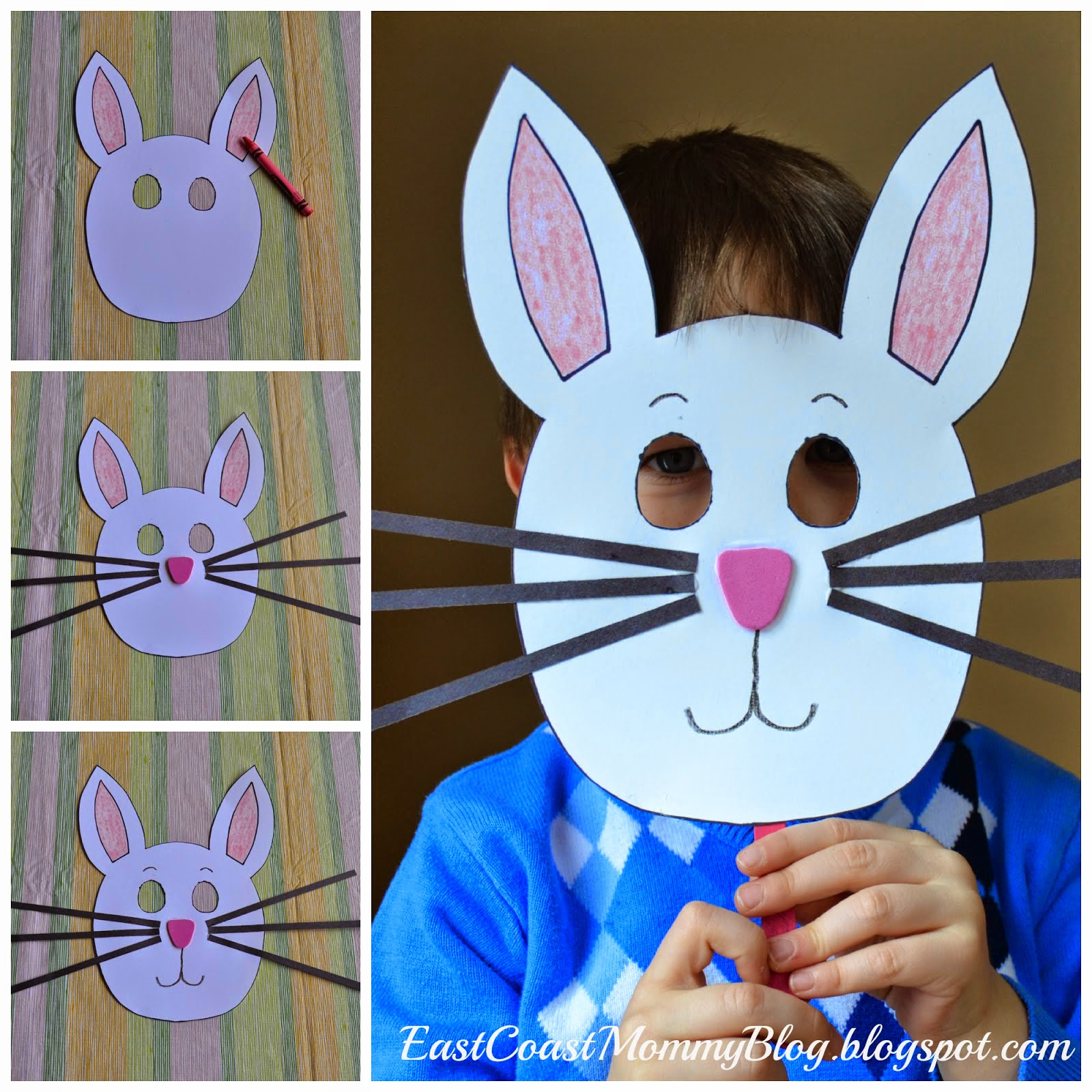 East Coast Mommy: Bunny Mask For Preschoolers With Free regarding Free Printable Easter Masks