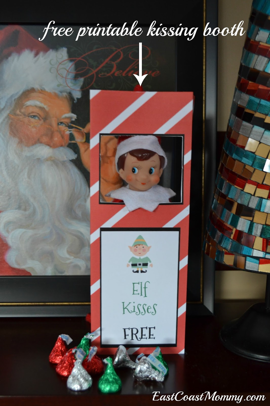 East Coast Mommy: Elf On The Shelf Kissing Booth (Free Printable) intended for Elf On The Shelf Kissing Booth Free Printable