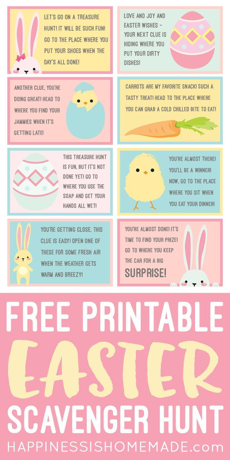 Easter Scavenger Hunt - Free Printable! regarding Easter Scavenger Hunt Riddles Free Printable