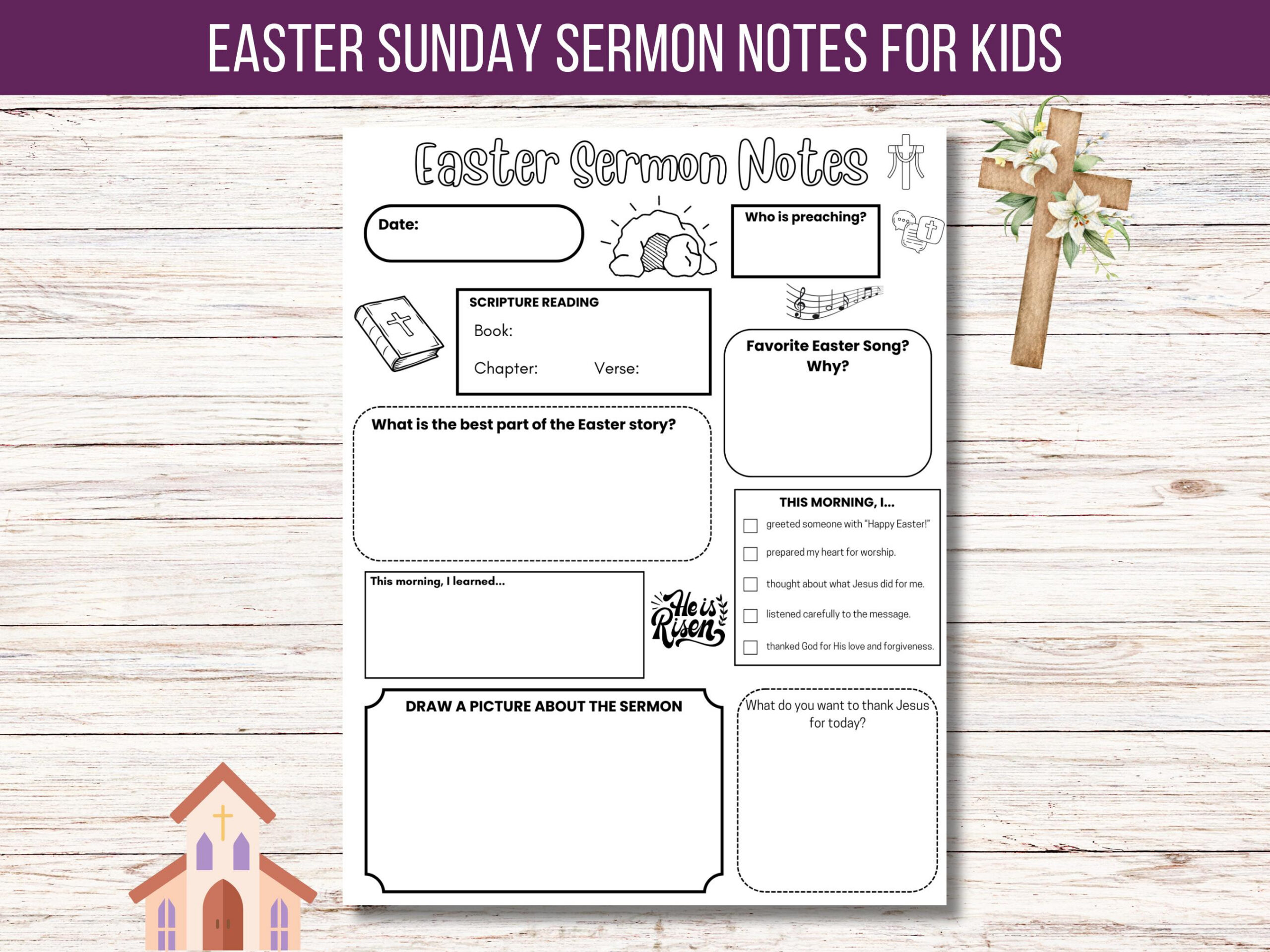 Easter Sermon Notes Kids - Etsy with Free Printable Easter Sermons