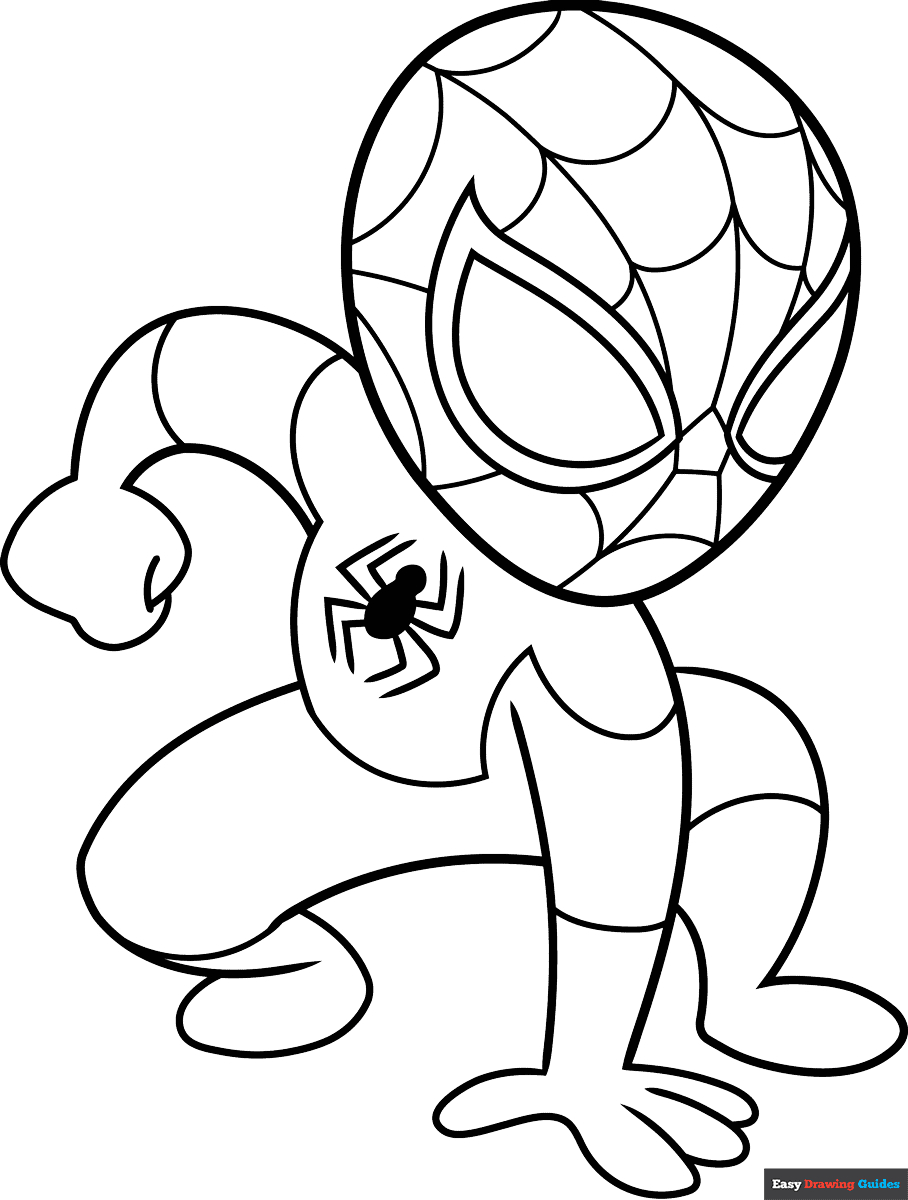 Easy Cartoon Spider-Man Coloring Page | Easy Drawing Guides inside Free Printable Spiderman Coloring Pages