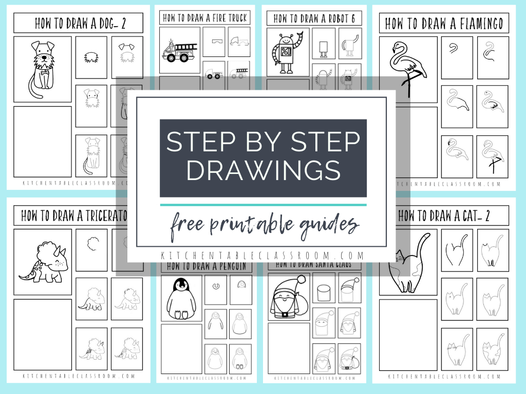 Easy Drawings For Kids- Step Step Drawing - The Kitchen Table in Free Printable Drawing Worksheets