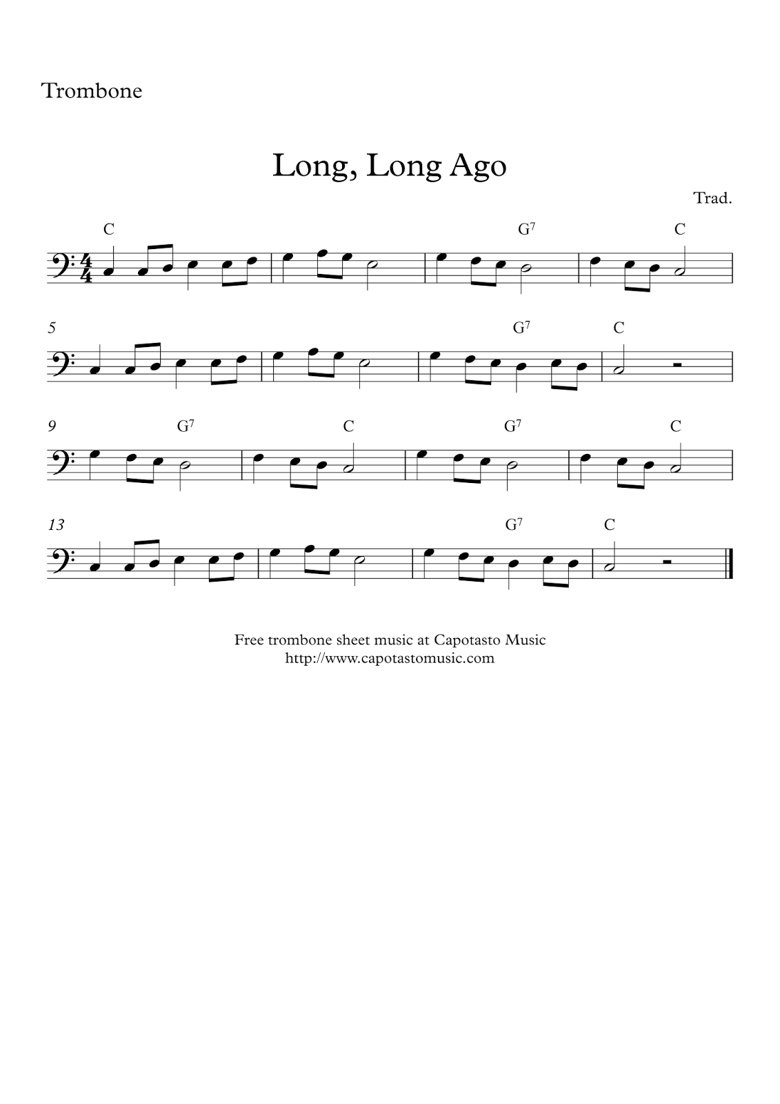 Easy Sheet Music For Beginners: Free Easy Trombone Sheet Music regarding Sheet Music For Trombone Free Printable