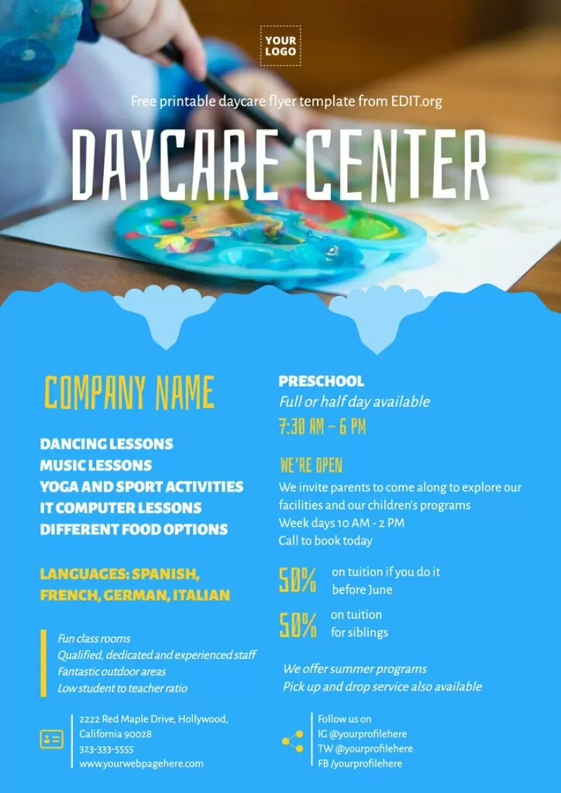 Editable Daycare Flyer Templates Online inside Free Printable Daycare Flyers