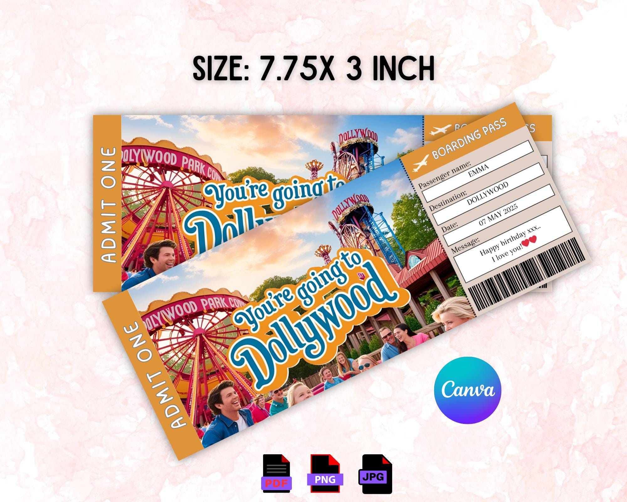 Editable Dollywood Boarding Pass Template, Theme Park Surprise intended for Free Printable Coupons For Canobie Lake Park