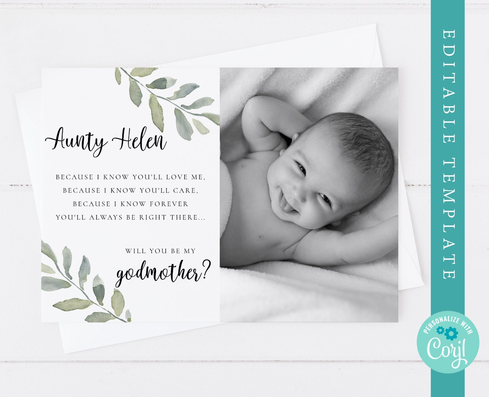 Editable Godmother Proposal Card: Poem Template (Instant Download throughout Will You Be My Godmother Printable Card Free