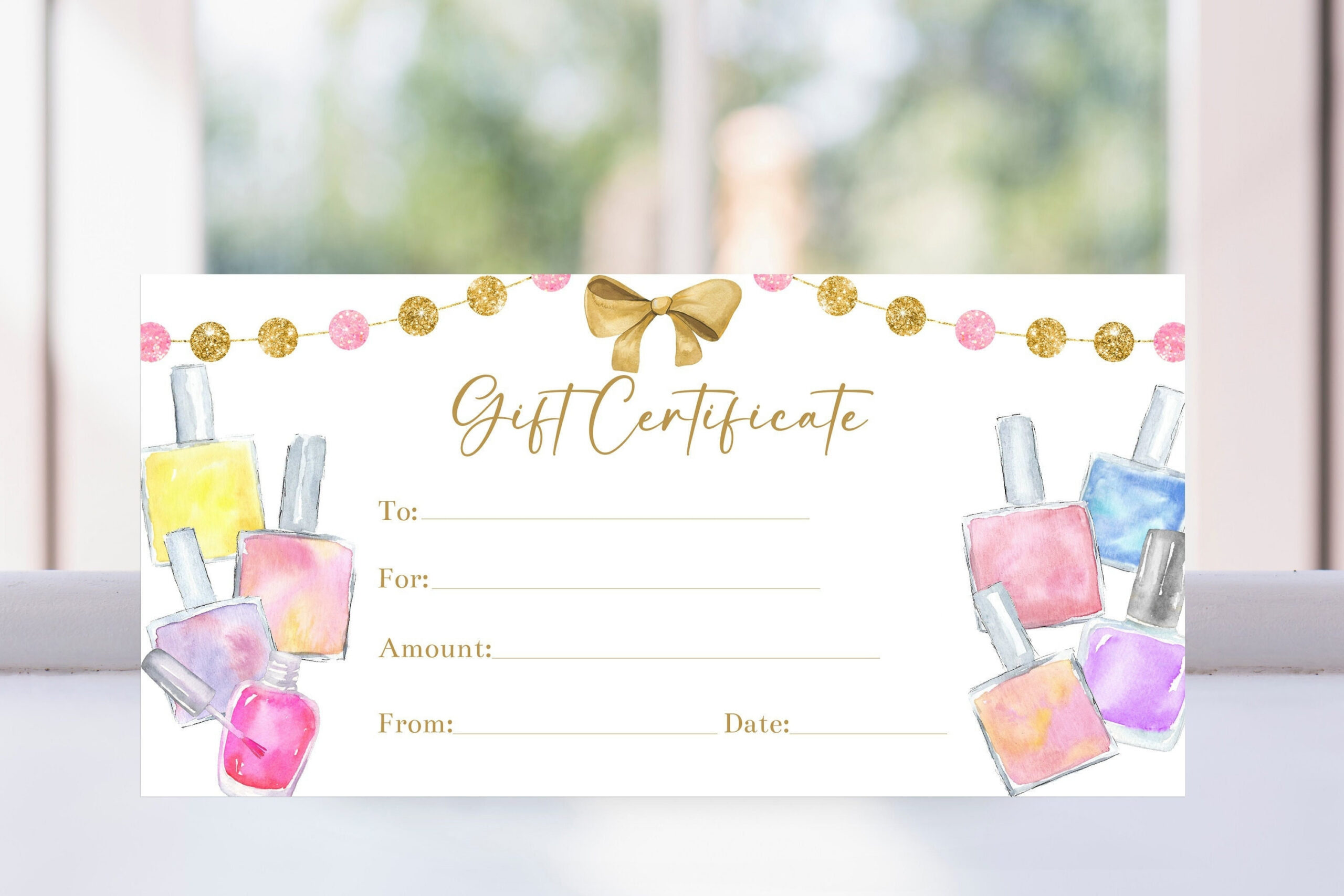Editable Manicure Gift Certificate Voucher Template, Pink And Gold intended for Free Printable Pedicure Gift Certificate