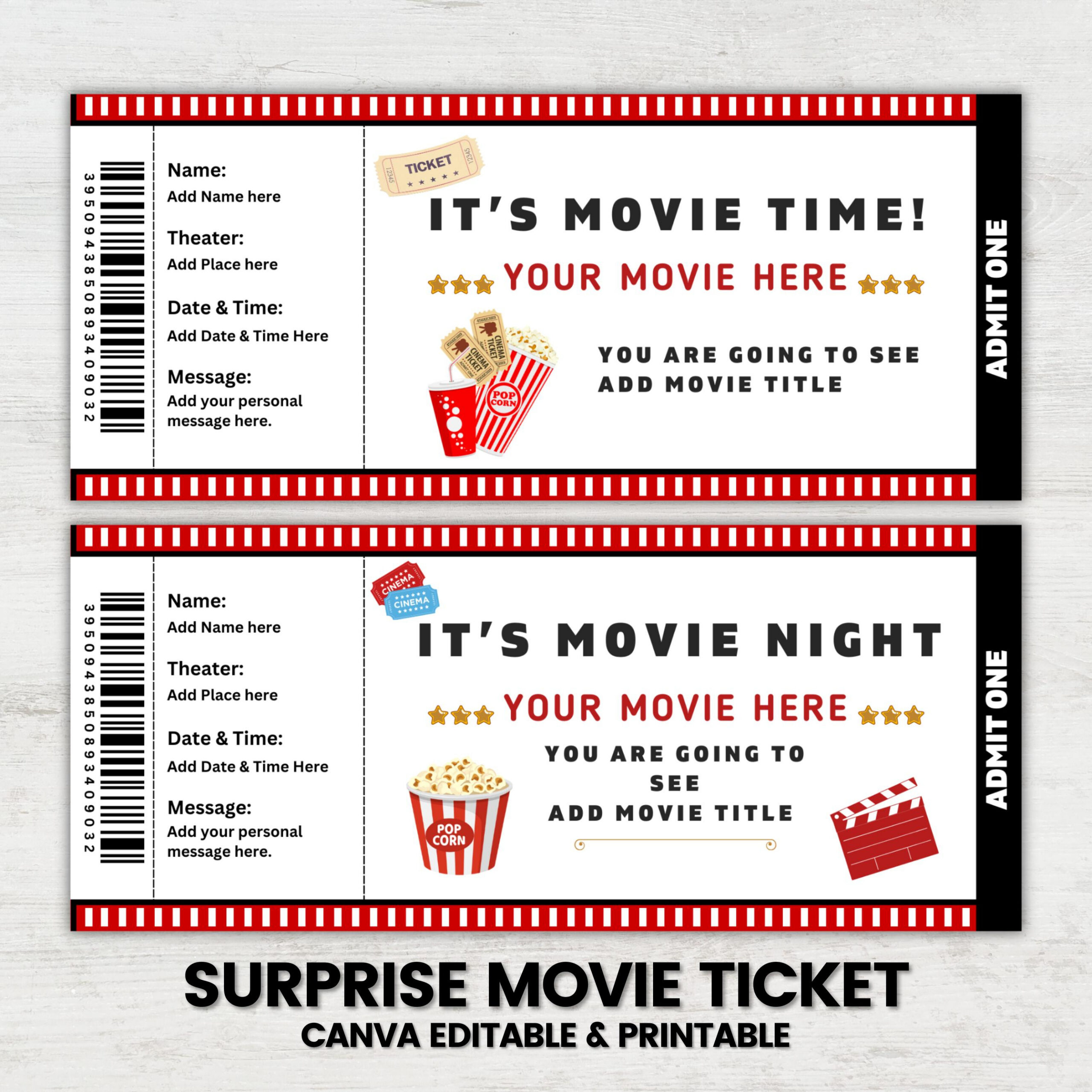 Editable Movie Ticket Birthday Invitation, Movie Party Ticket in Free Printable Movie Ticket Birthday Party Invitations