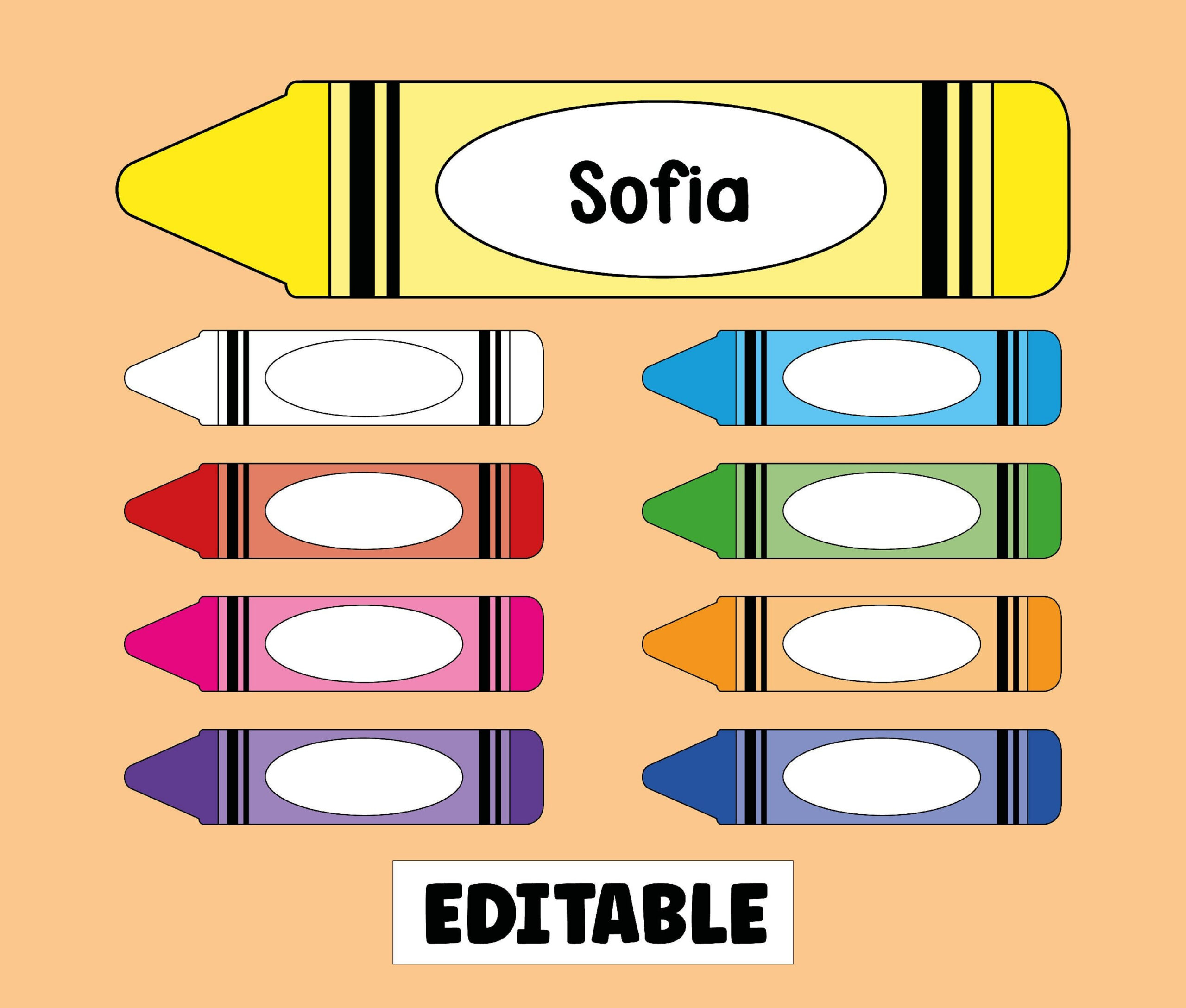 Editable Name Tags For Kids Printable Student Desk Name Plate within Free Printable Crayon Name Tags