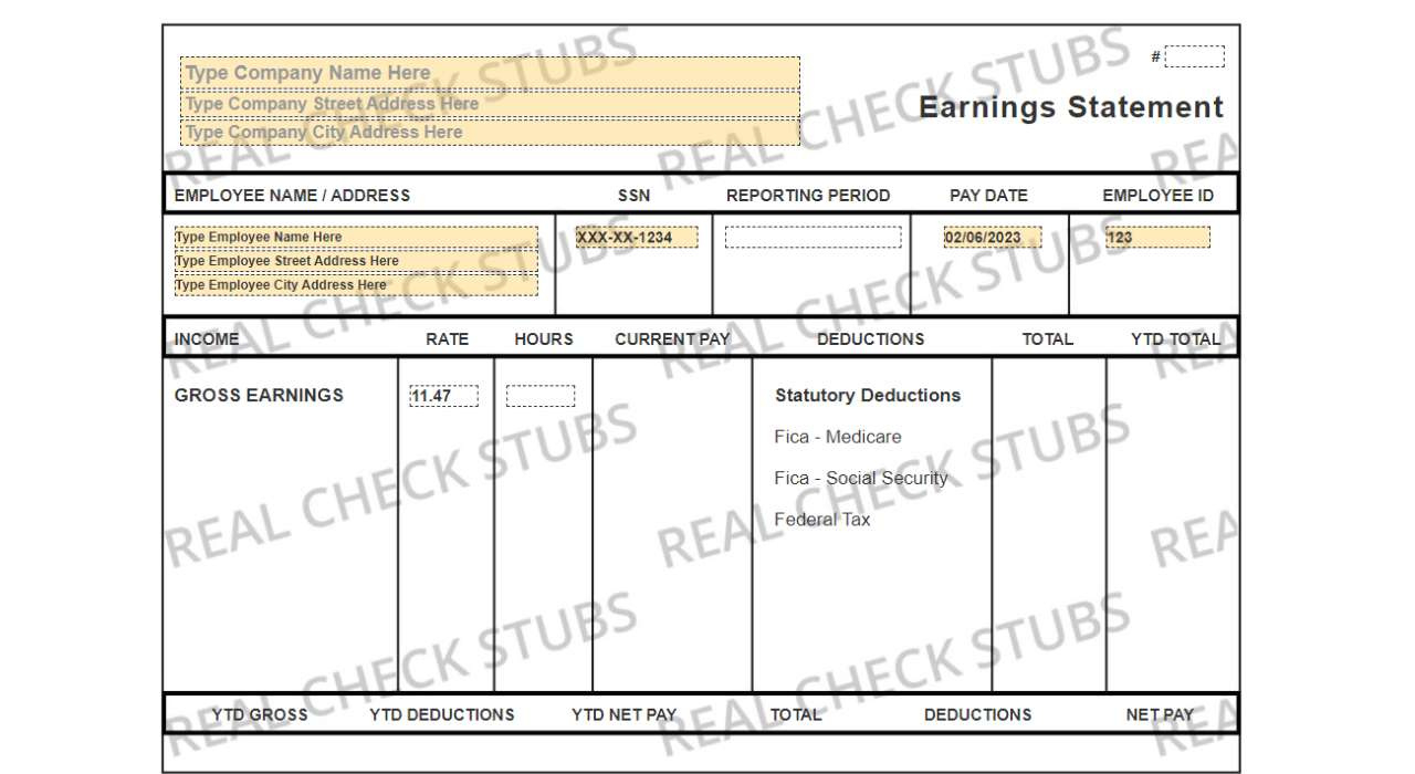 Editable Pay Stub Templates | Customizable Check Stubs | Download within Free Printable Paycheck Stubs