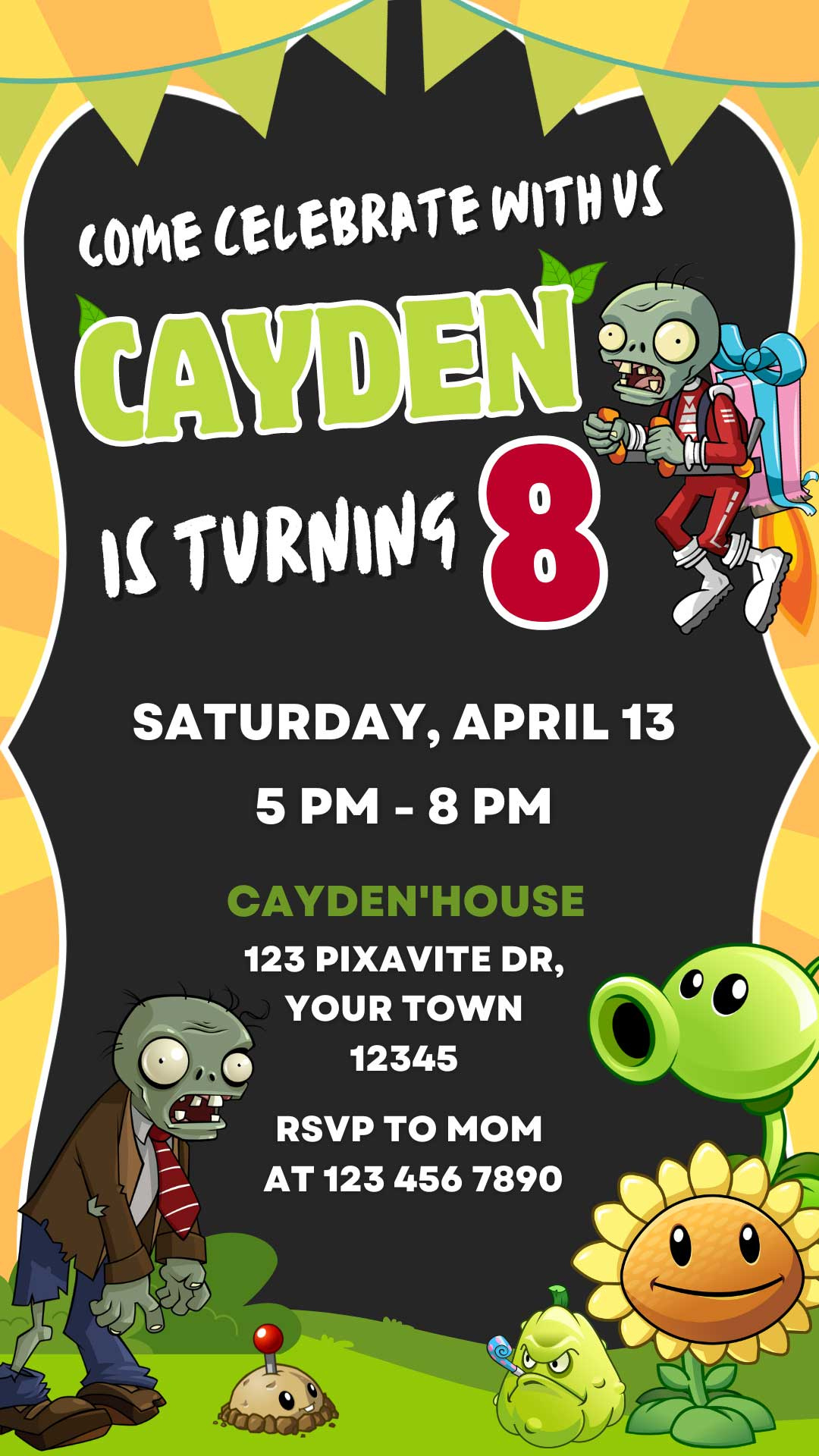 Editable Plants Vs Zombies Birthday Invitation Template | Awesome Invite regarding Plants Vs Zombies Free Printable Invitations