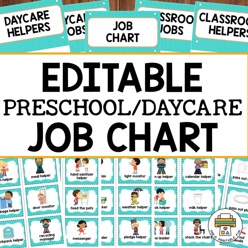 Editable Preschool Job Chart inside Free Printable Preschool Job Chart Pictures