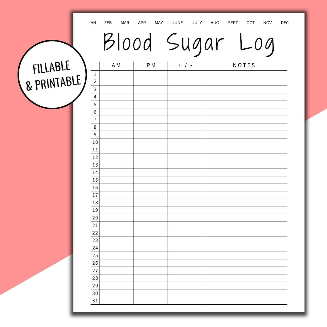 Editable &amp;amp; Printable Blood Sugar Log, Blood Sugar Reading, Blood with Free Printable Blood Sugar Log Sheet