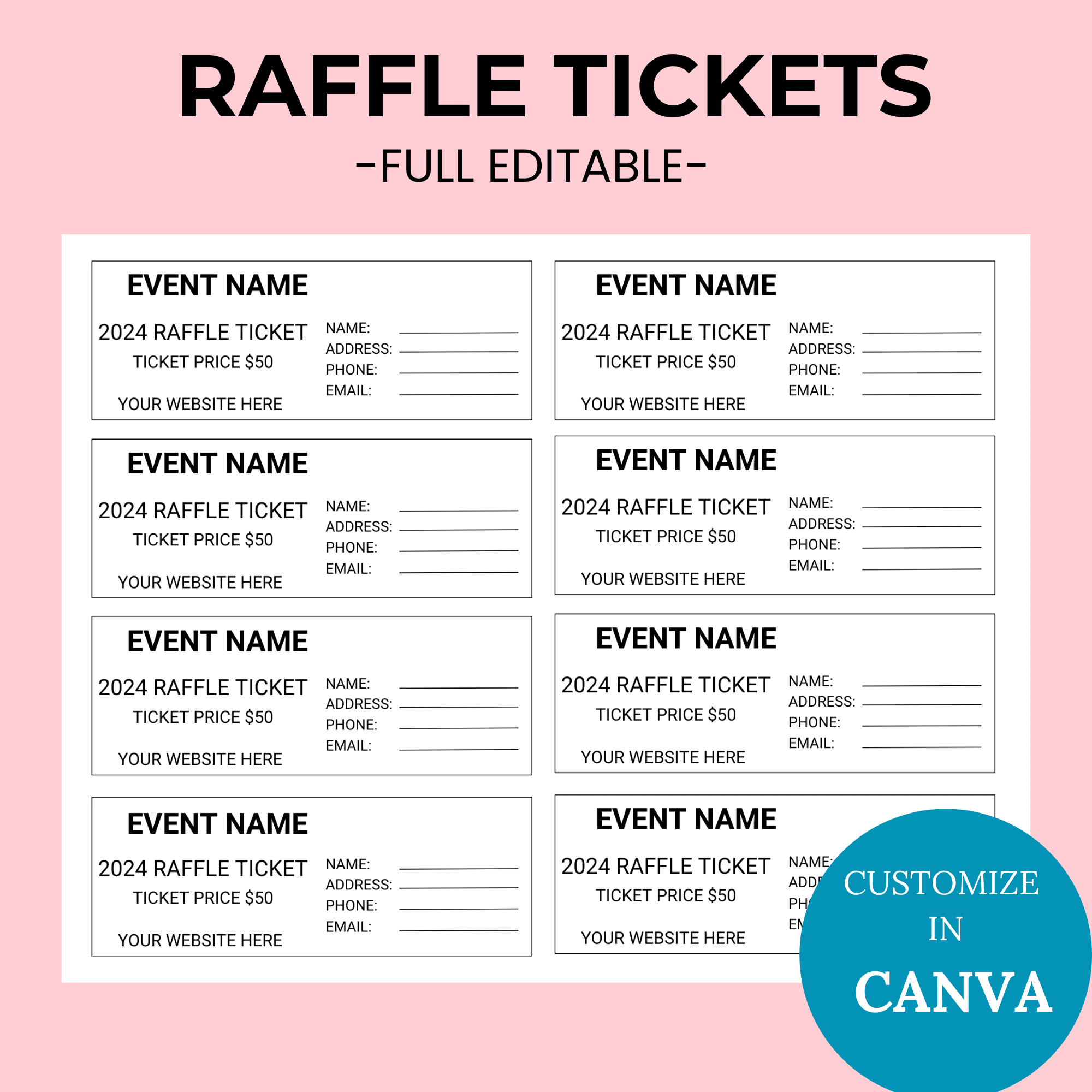 Editable Raffle Ticket Printable pertaining to Free Printable Raffle Tickets