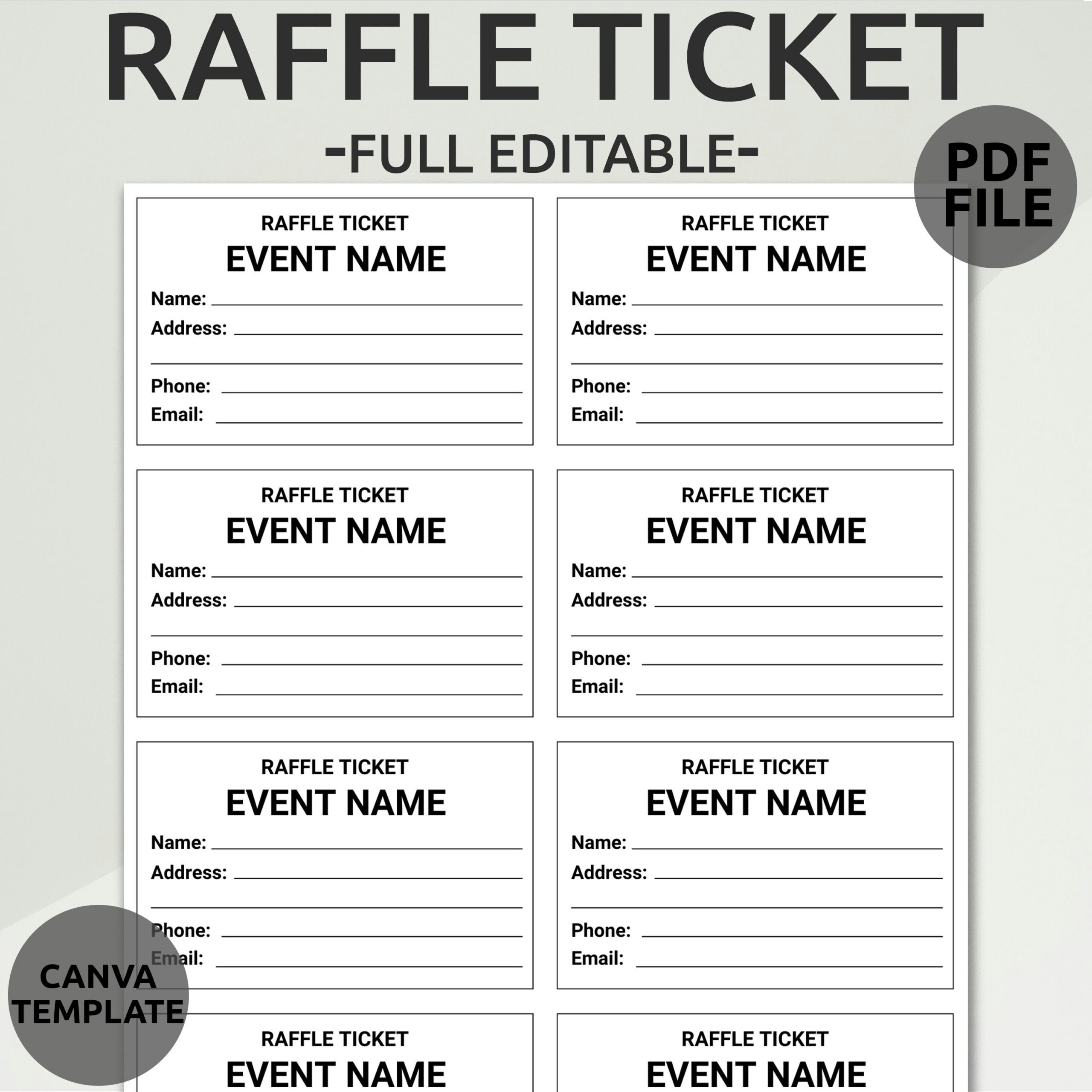 Editable Raffle Ticket Template Printable Raffle Ticket Surprise intended for Free Printable Raffle Tickets With Stubs