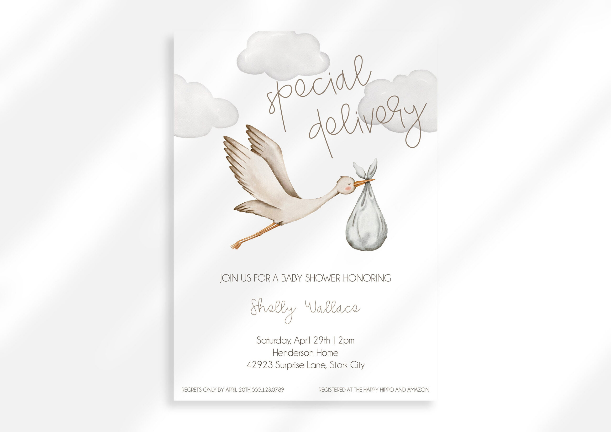 Editable Stork Baby Shower Invitation | Gender Neutral Baby Shower with regard to Free Stork Party Invitations Printable