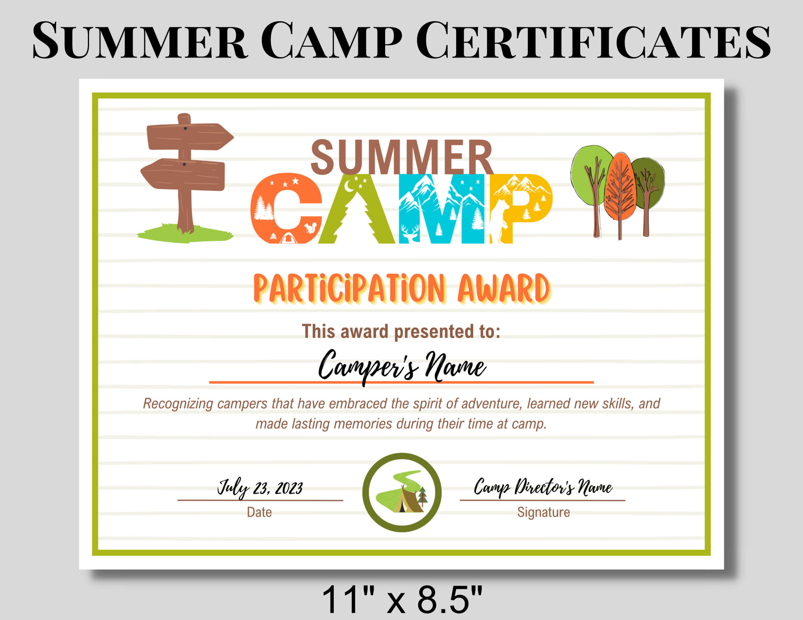 Editable Summer Camp Certificates | Personalize And Celebrate Camp regarding Free Printable Camp Certificates