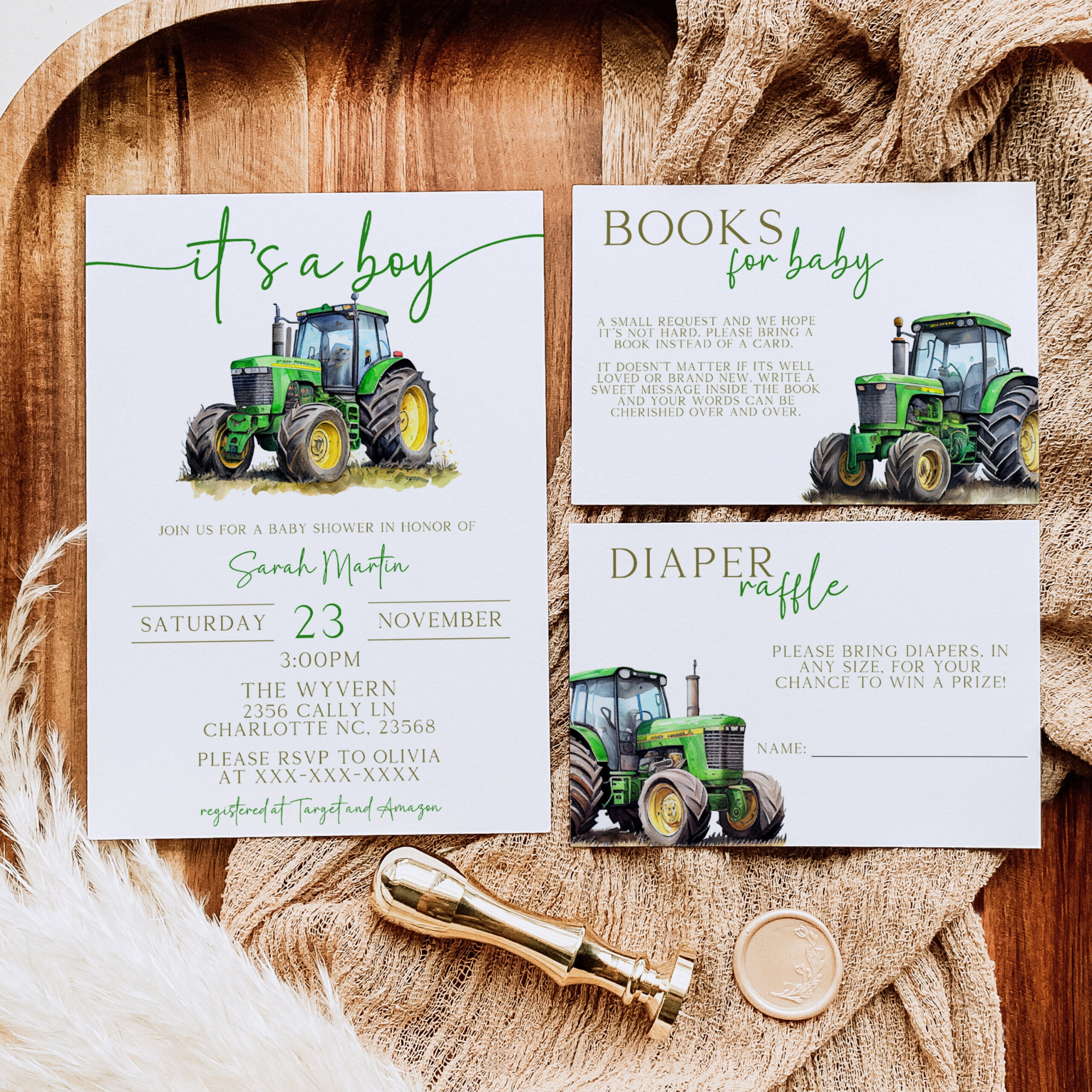 Editable Tractor Baby Shower Invitation, Green Tractor Invitation intended for Free Printable John Deere Baby Shower Invitations