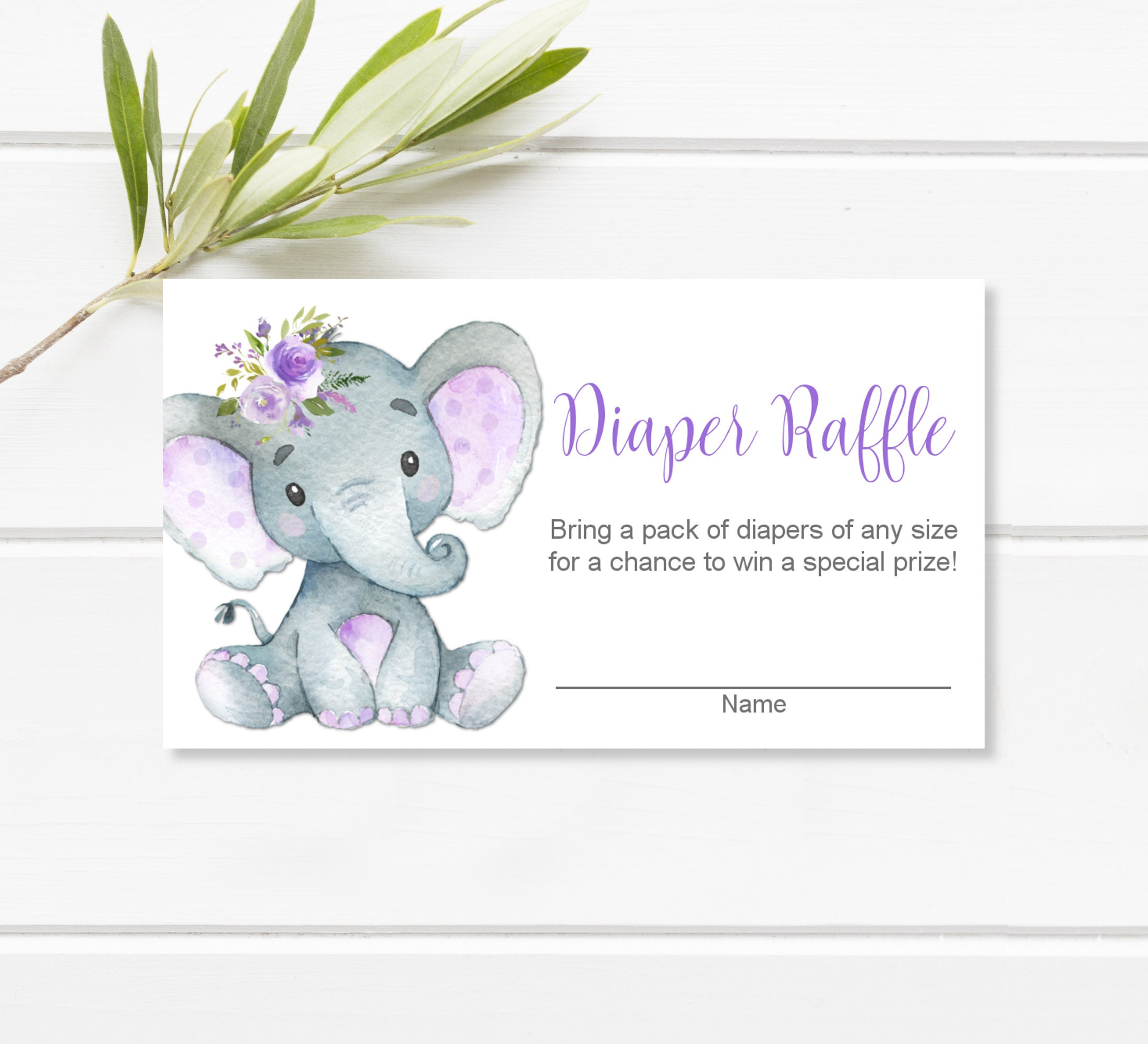Elephant Baby Shower Diaper Raffle Tickets Printable Purple with Free Printable Diaper Raffle Tickets Elephant