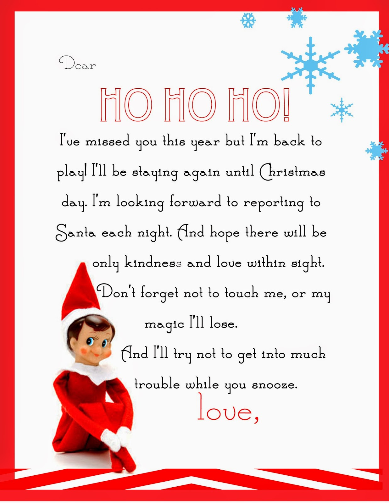 Elf On The Shelf Letter {Free Printable} inside Free Printable Elf On The Shelf Notes
