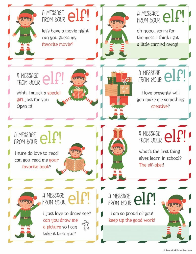 Elf On The Shelf Notes And Jokes, Free Printable Set Of 24 Cards for Free Printable Elf On The Shelf Notes