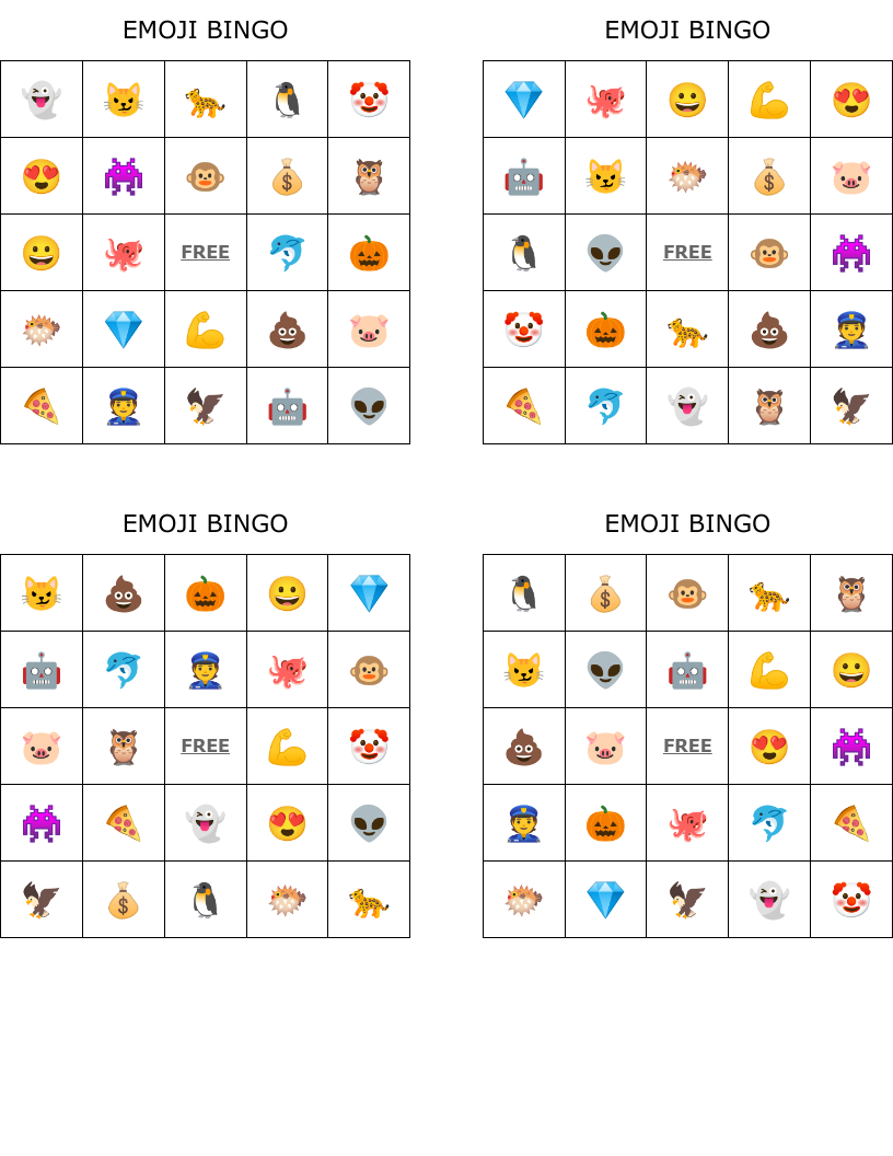 Emoji Bingo - Wordmint with regard to Free Emoji Bingo Printable