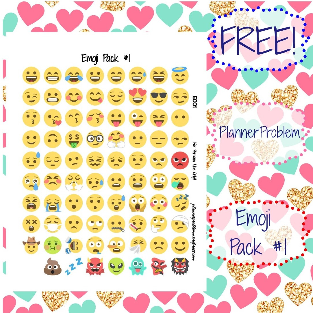 Emoji Pack #1 | Free Printable Planner Stickers – Plannerproblem with Free Emoji Printables