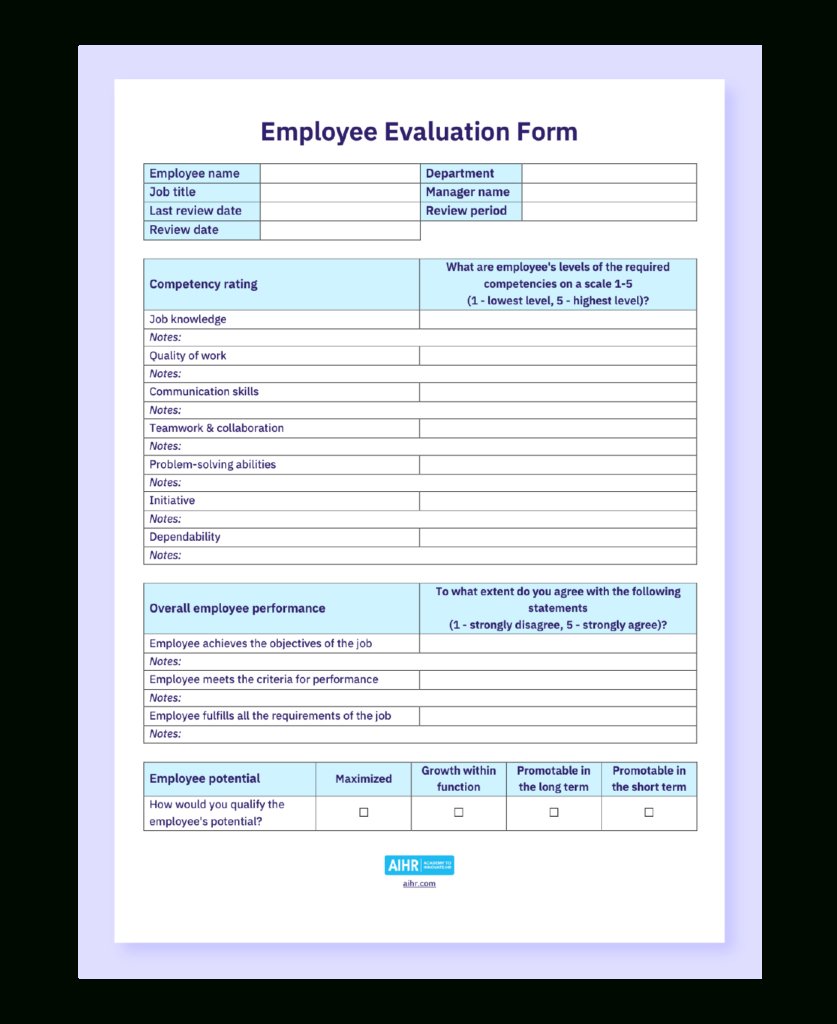 Employee Evaluation Template And Guide [Free Download] - Aihr pertaining to Free Strong Interest Inventory Test Printable