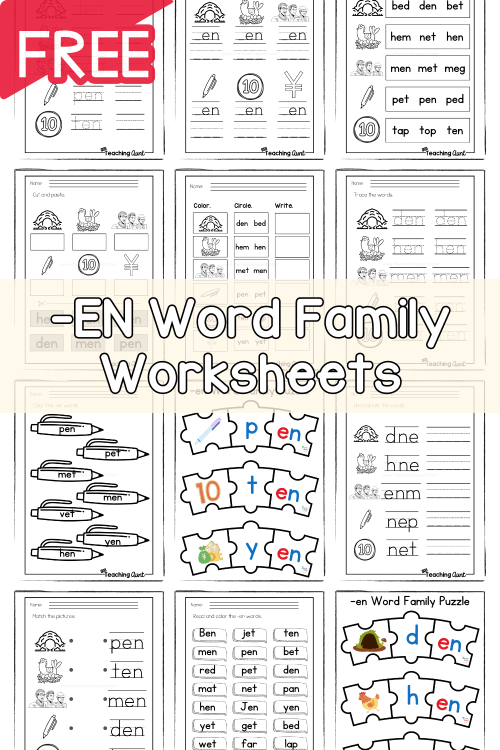 En Word Family Worksheets - The Teaching Aunt within Free Printable Word Family Worksheets For Kindergarten