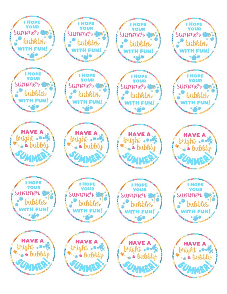 End Of School Year Summertime Bubble Gift Idea For Kids | Free inside Free Printable Gift Tags For Bubbles