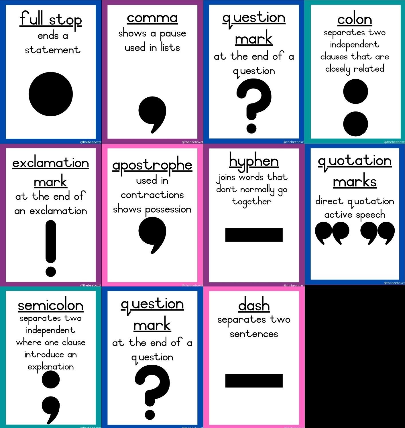 English Posters – Punctuation Marks • Teacha! - Worksheets Library inside Punctuation Posters Printable Free