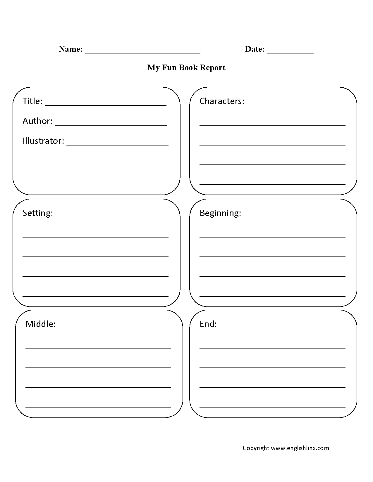 Englishlinx | Book Report Worksheets with Free Printable Book Report Forms For Second Grade