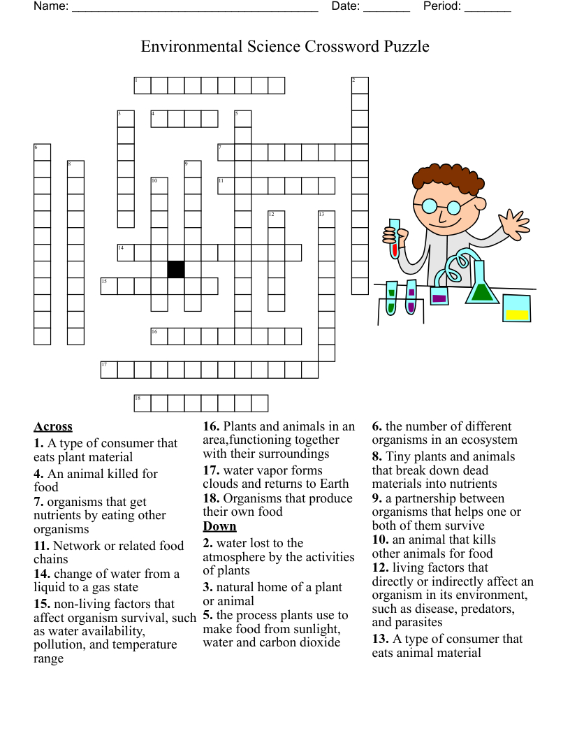 Environmental Science Crossword Puzzle - Wordmint with Free Printable Science Crossword Puzzles