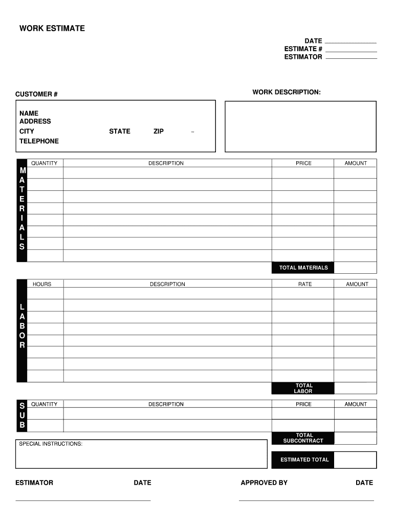 Estimate Template Free Download Pdf: Fill Out & Sign Online | Dochub within Free Printable Job Quote Forms