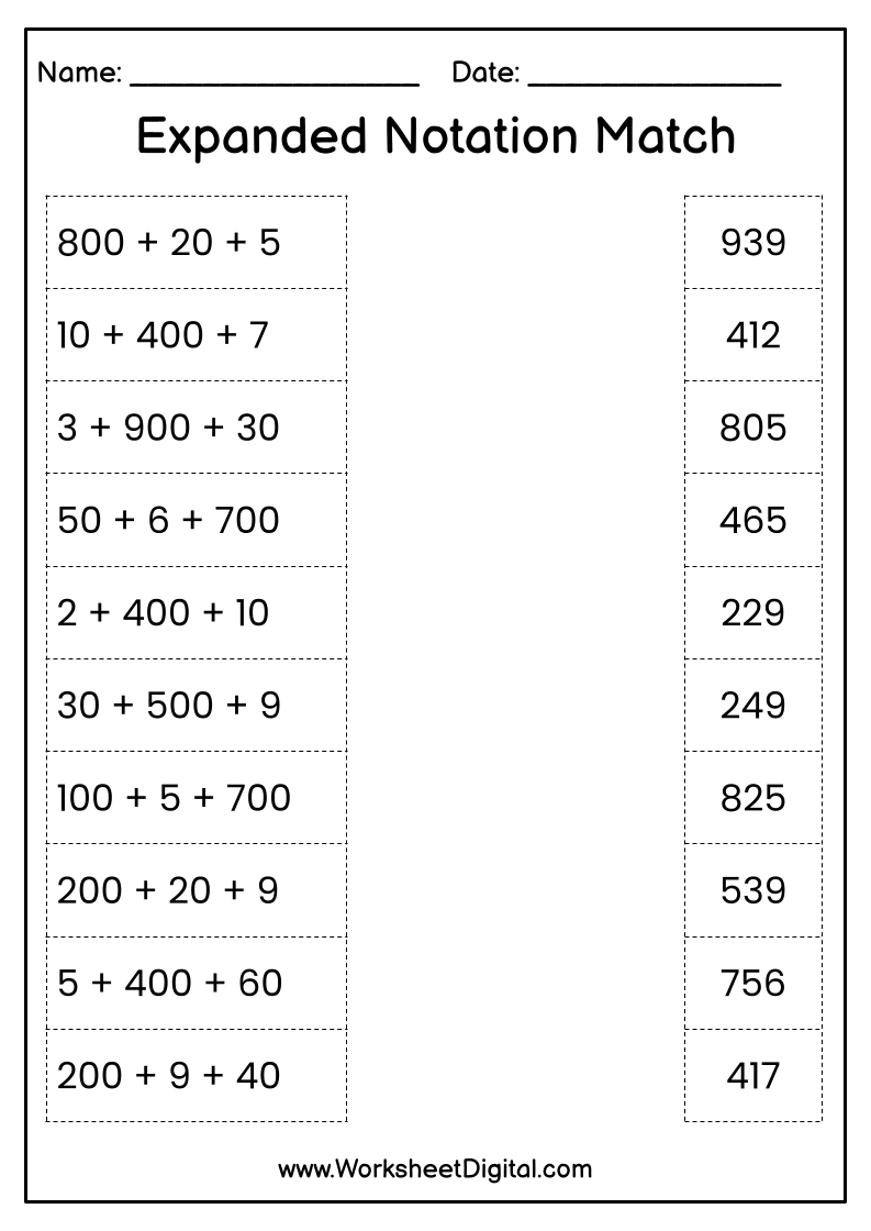 Expanded Notation - Worksheet Digital - Worksheets Library within Free Printable Expanded Notation Worksheets