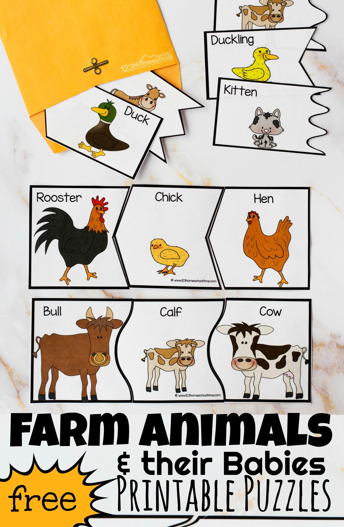 🐔 Free Farm Animals And Their Babies Printables Puzzles Activities with regard to Free Printable Animal Puzzles