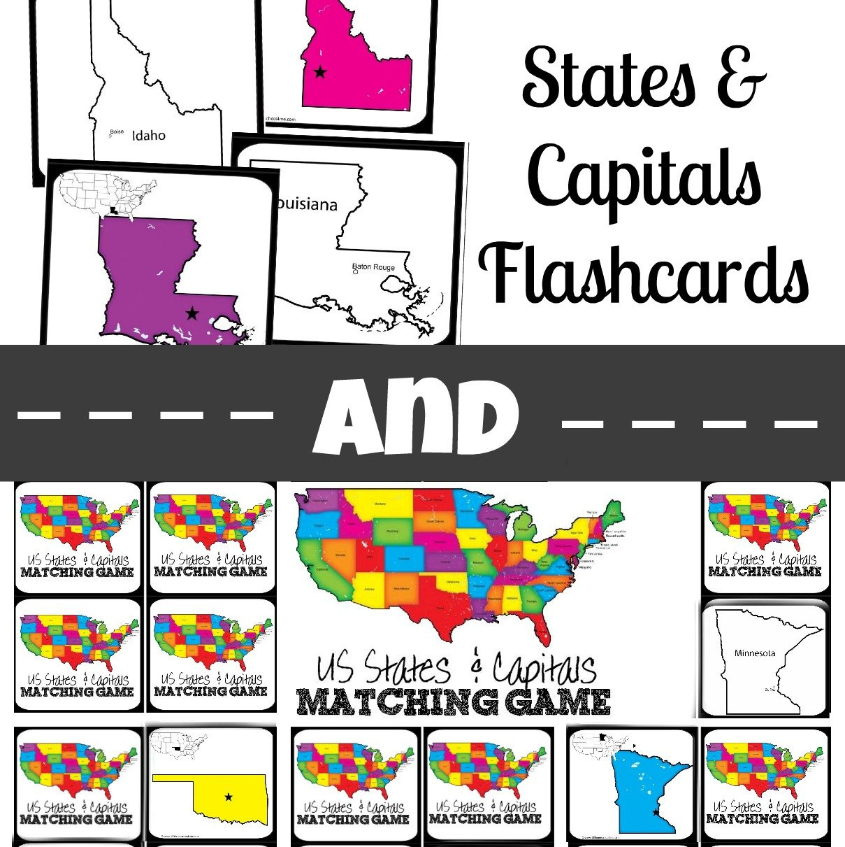 🦅 Free Printable States And Capitals Matching Game with State Capital Flashcards Printable Free