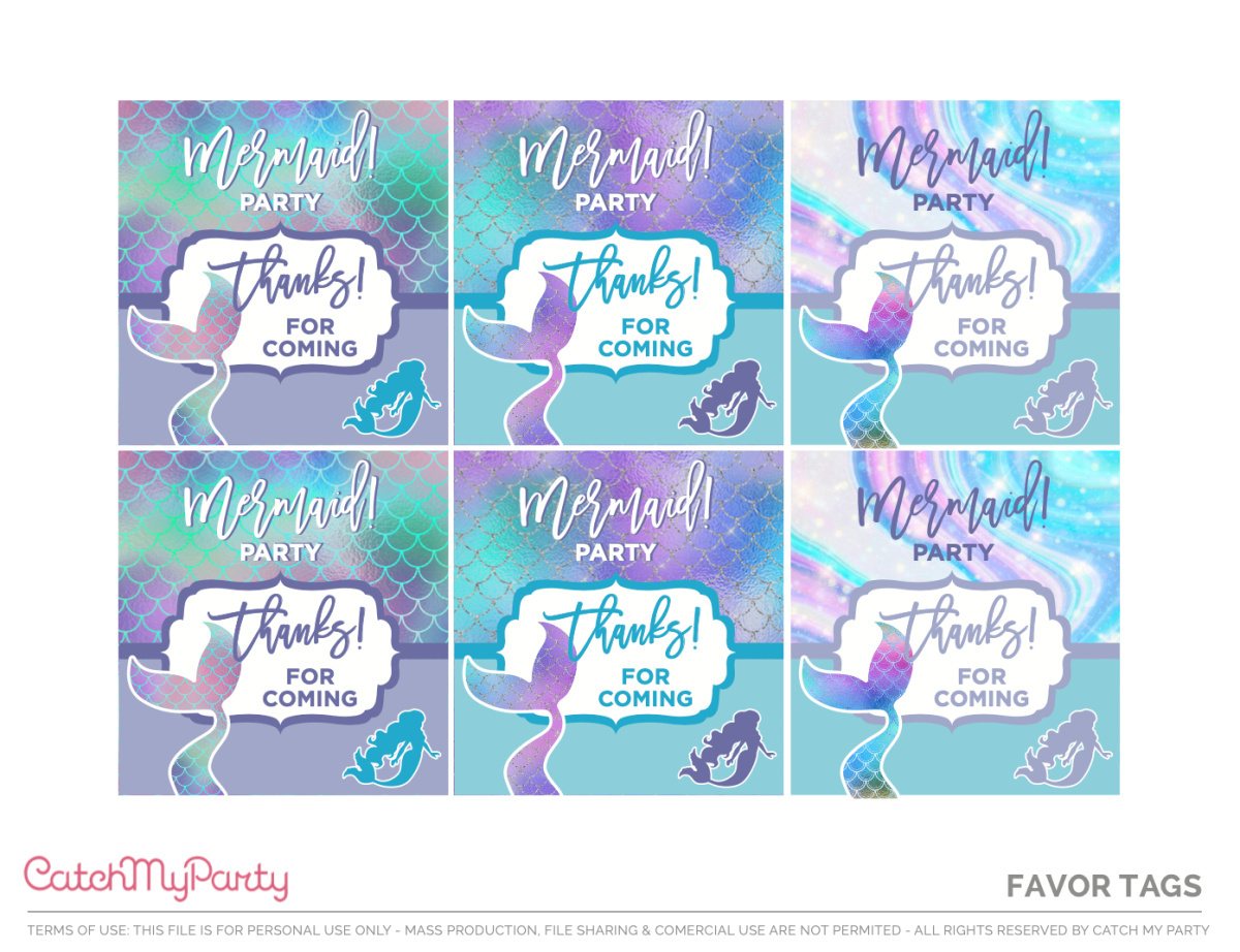 Fabulous Free Mermaid Party Printables! | Catch My Party intended for Free Printable Mermaid Thank You Cards