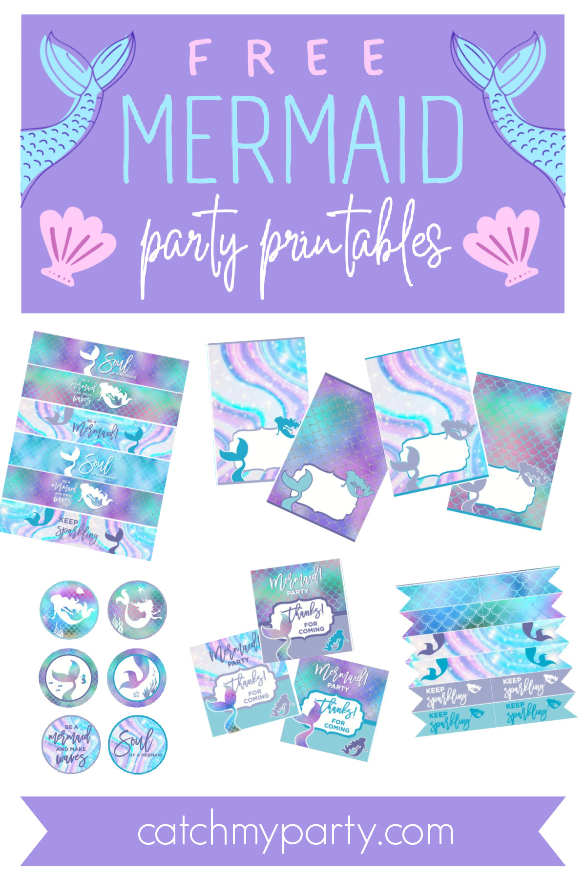 Fabulous Free Mermaid Party Printables! | Catch My Party pertaining to Free Mermaid Printables