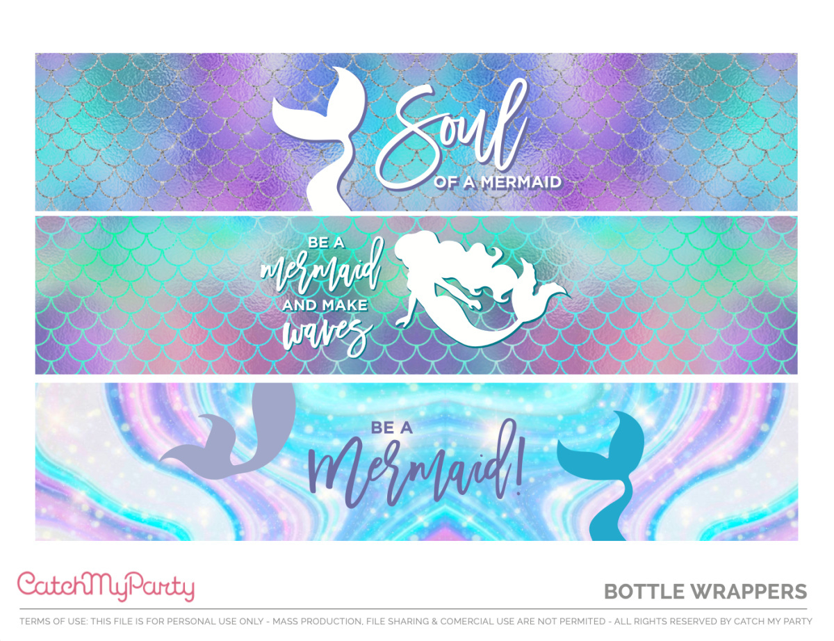 Fabulous Free Mermaid Party Printables! | Catch My Party within Free Printable Little Mermaid Water Bottle Labels