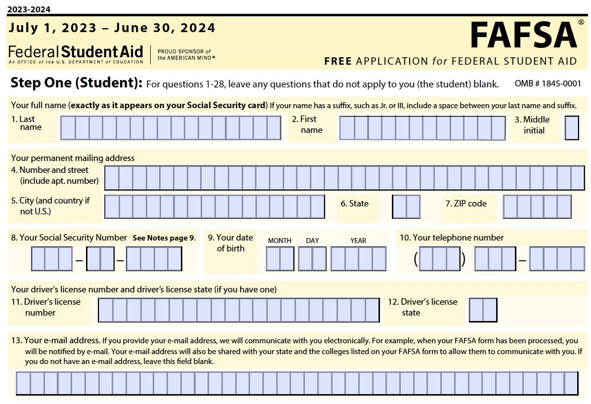 Fafsa Printable Signature Page for Free Printable Fafsa Application Form