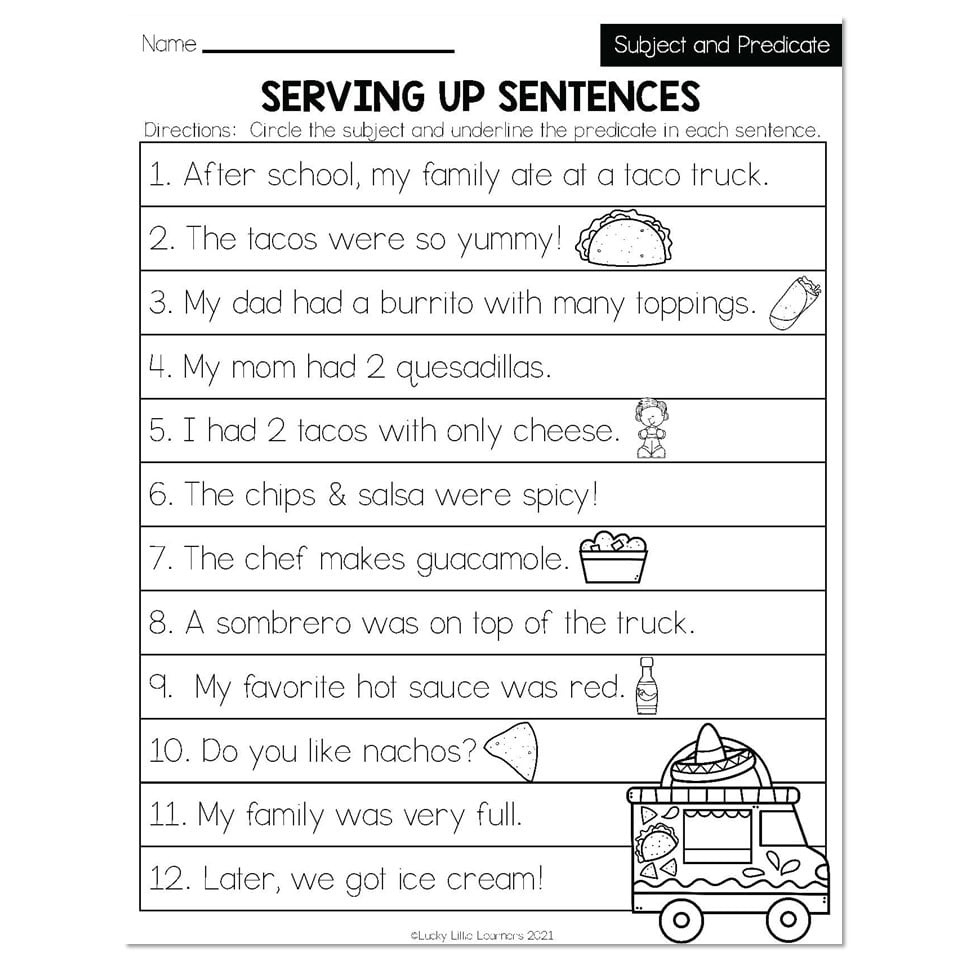 Fall - Early Finishers 2Nd Grade - Ela - Subject &amp;amp;Amp; Predicate inside Free Printable Subject Predicate Worksheets 2Nd Grade