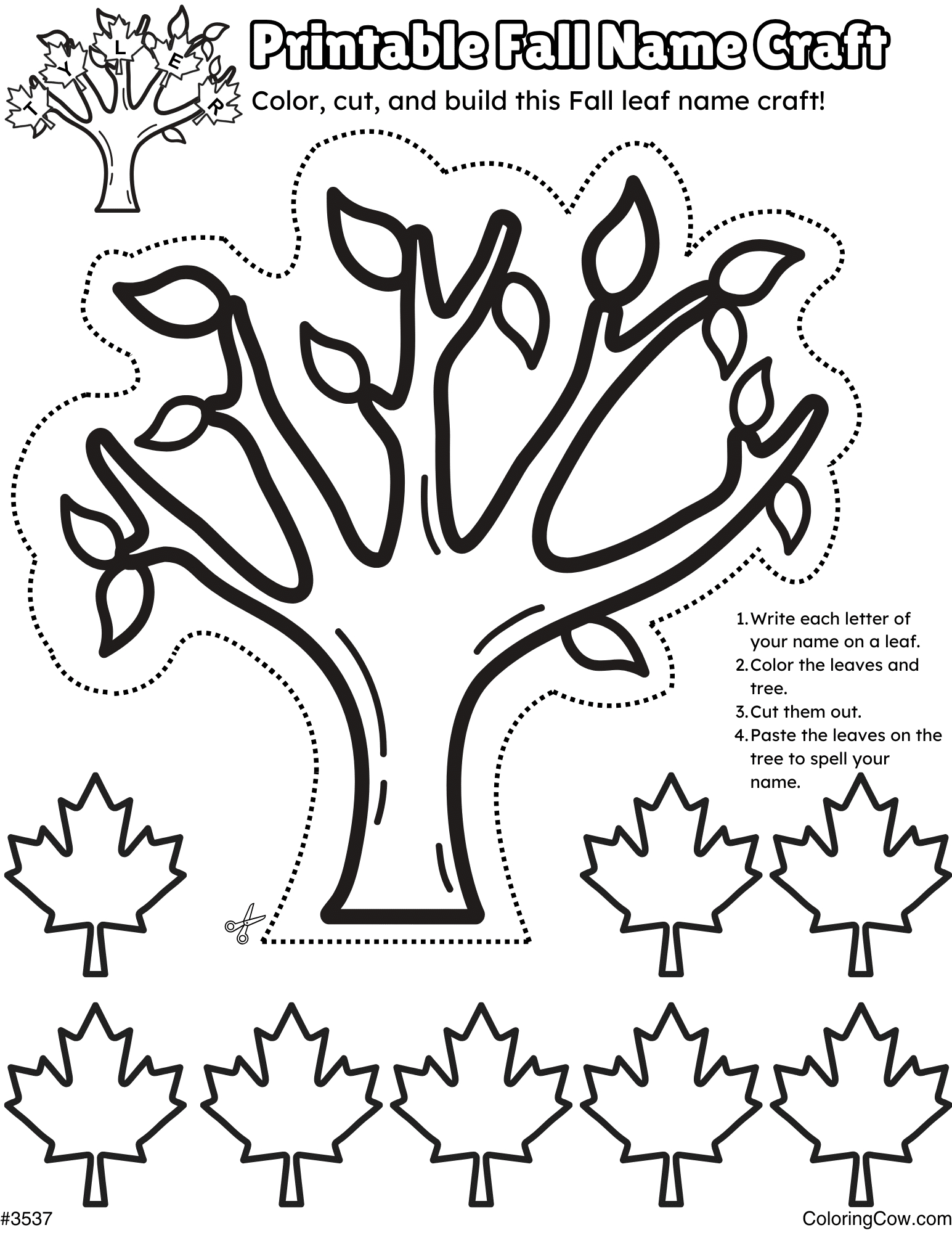 Fall Name Craft for Free Printable Fall Crafts For Kids