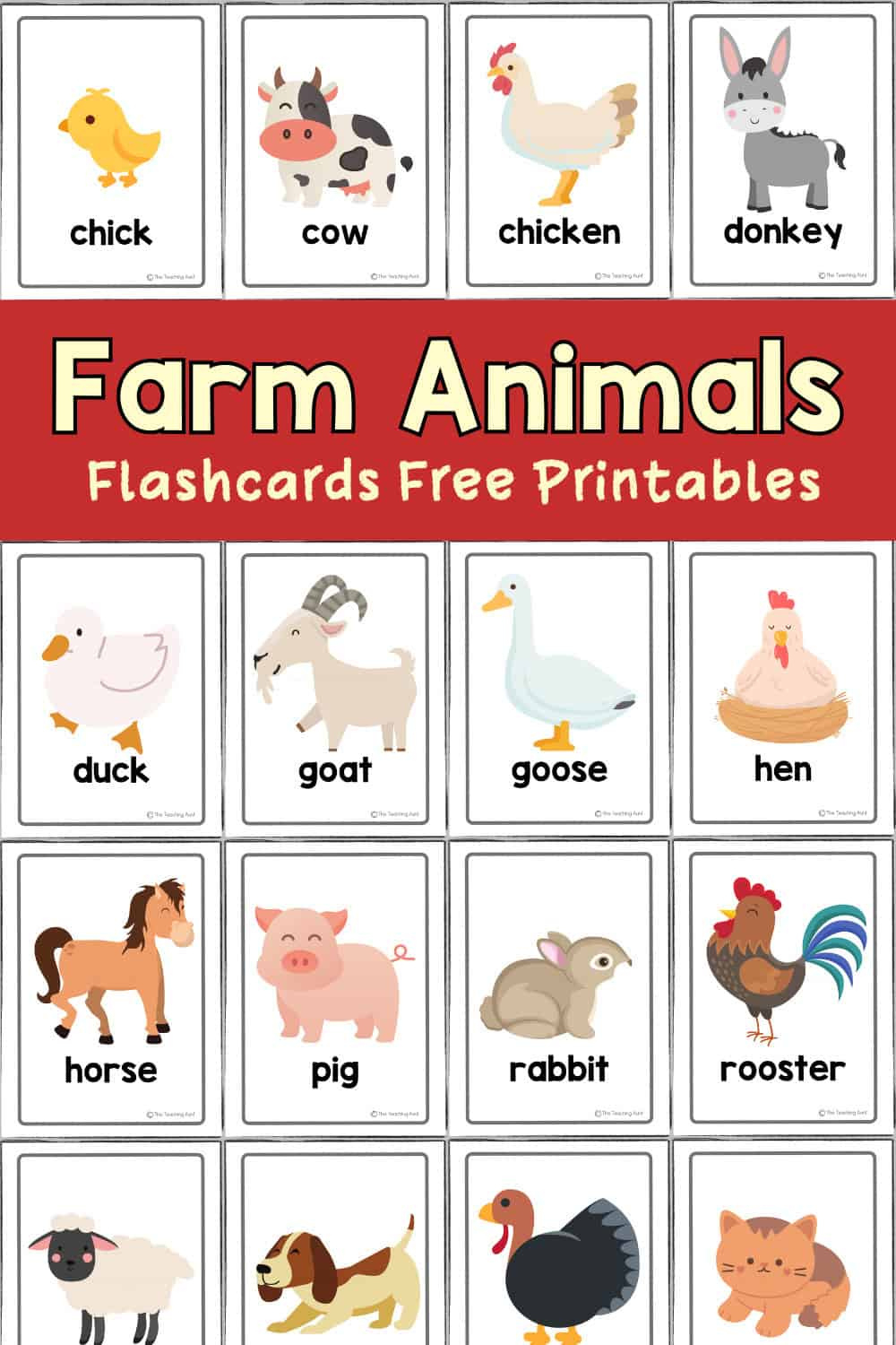 Farm Animals Flashcards - The Teaching Aunt with Free Printable Farm Animal Clipart