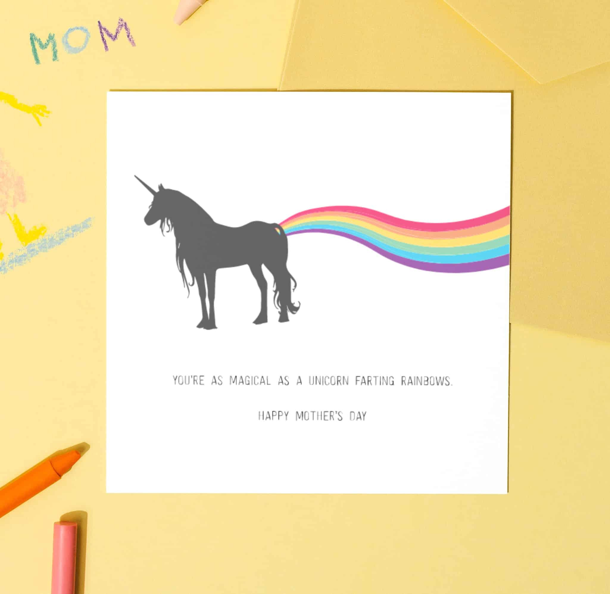 Farting Unicorn Funny Mother&amp;#039;S Day Free Printable Card intended for Free Printable Funny Mother&amp;amp;#039;s Day Cards