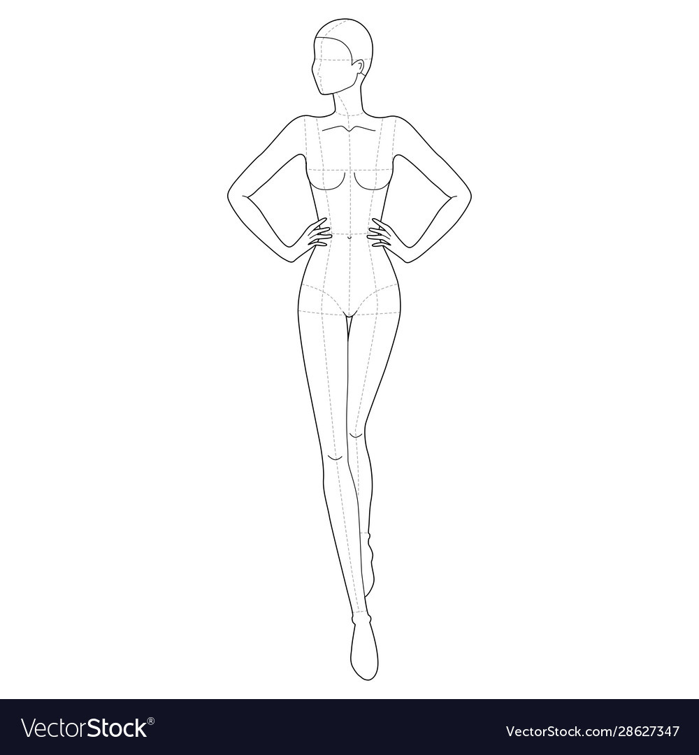 Fashion Template Walking Women Royalty Free Vector Image inside Free Printable Fashion Model Templates