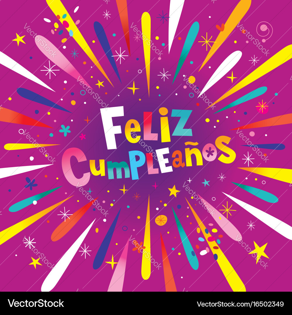 Feliz Cumpleanos Happy Birthday In Spanish Card Vector Image regarding Free Printable Happy Birthday Cards In Spanish